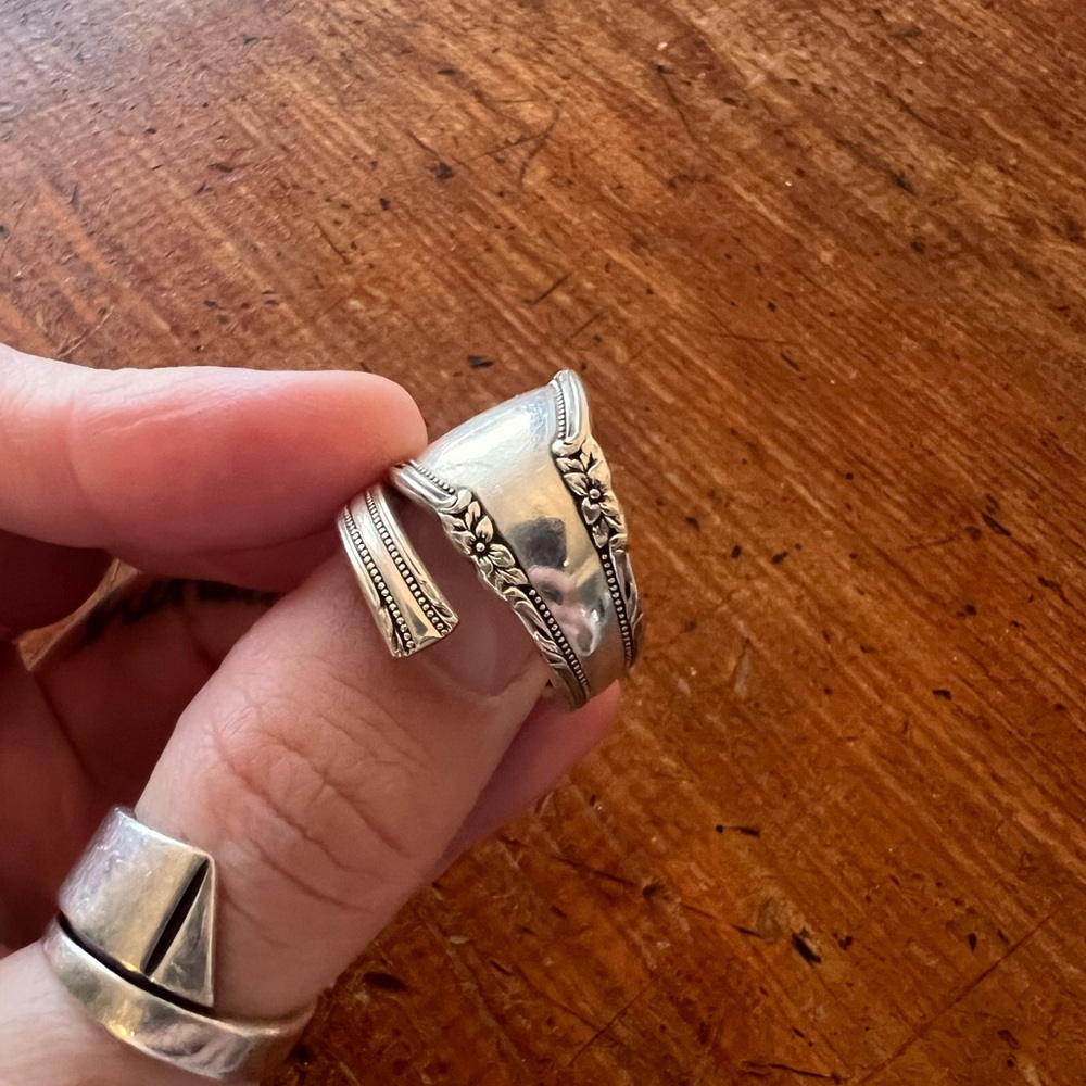 Silver Spoon Ring With Flower - image 7